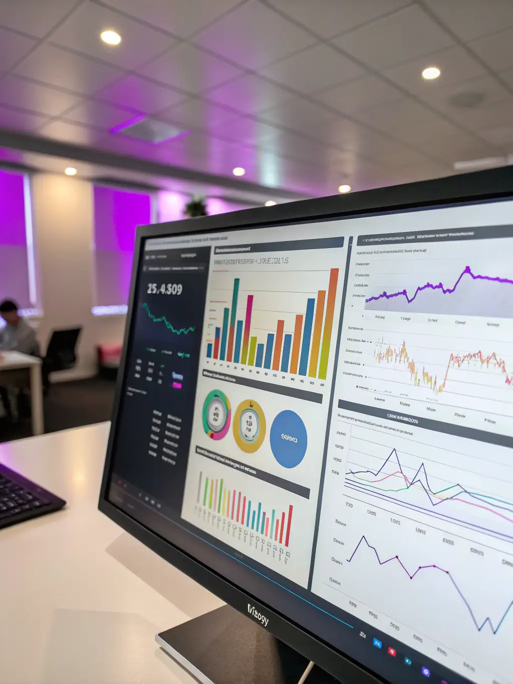 A visual representation of data analytics dashboards showcasing key performance indicators (KPIs) related to cloud partnership performance, highlighting data-driven decision-making.